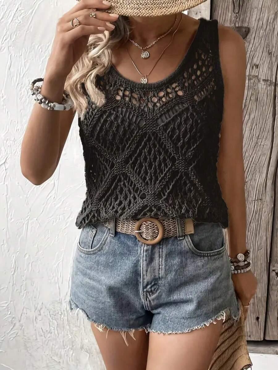 czarny dzianinowy top