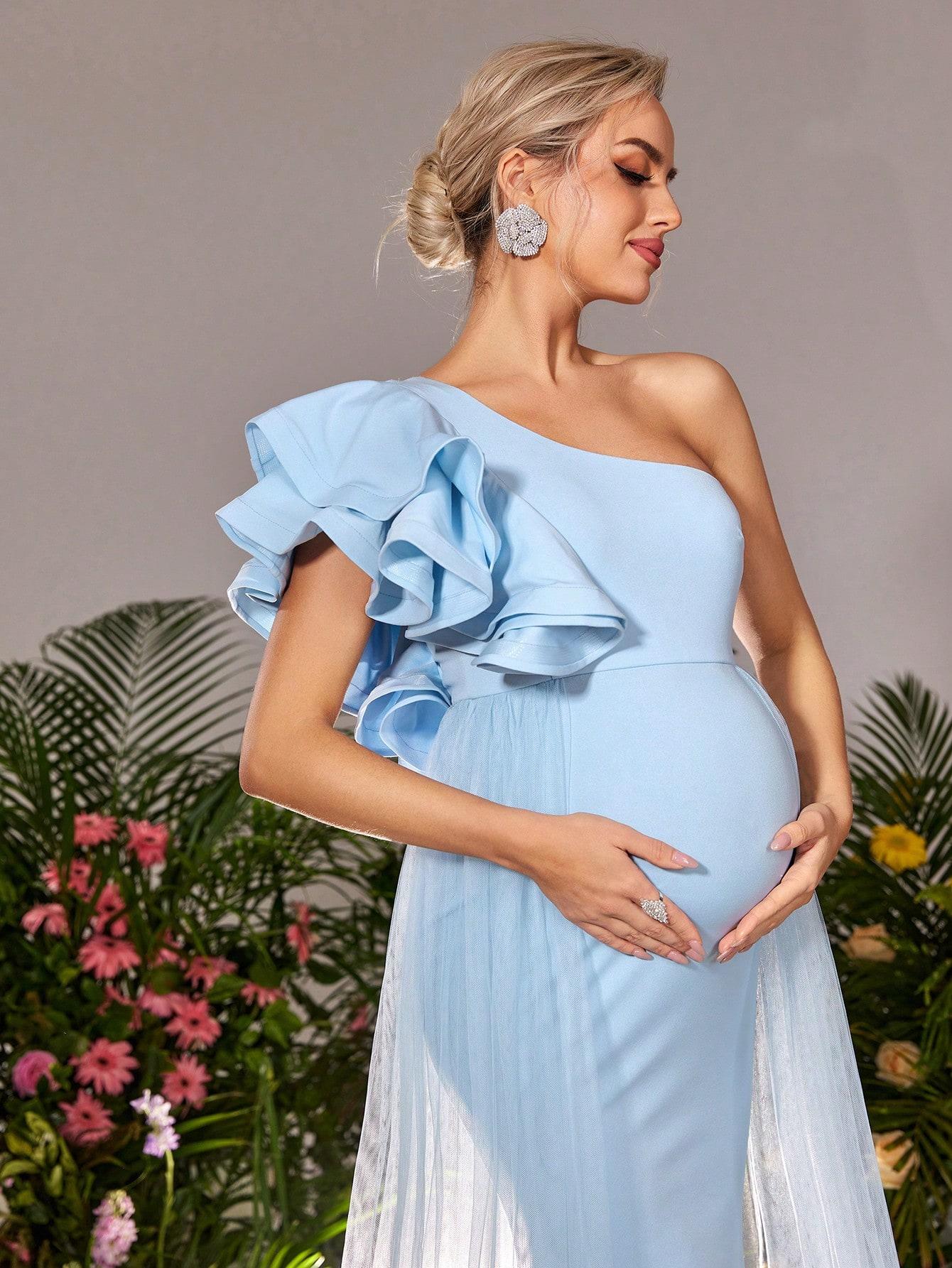 NIEBIESKA MAXI SUKIENKA ciążowa