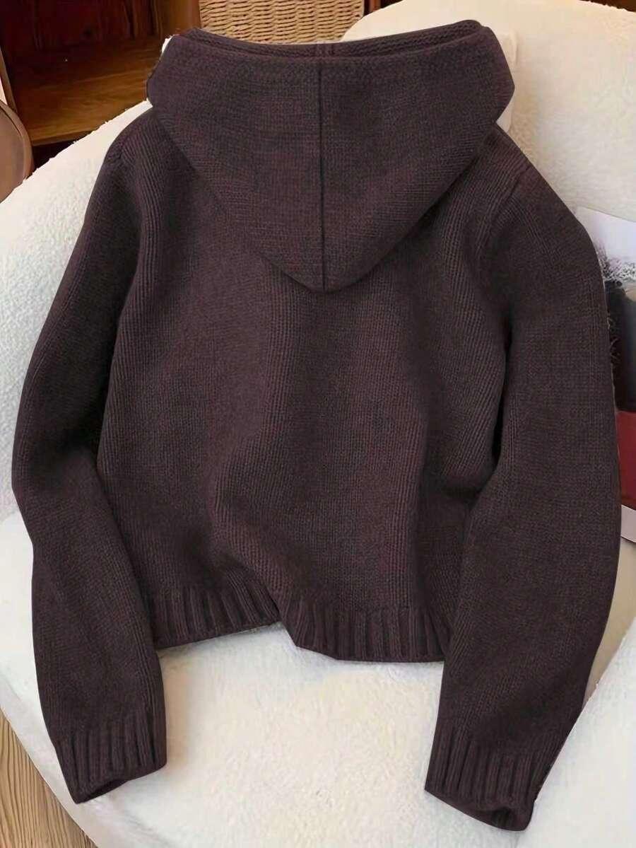 Brązowa dzianinowa bluza kaptur 
