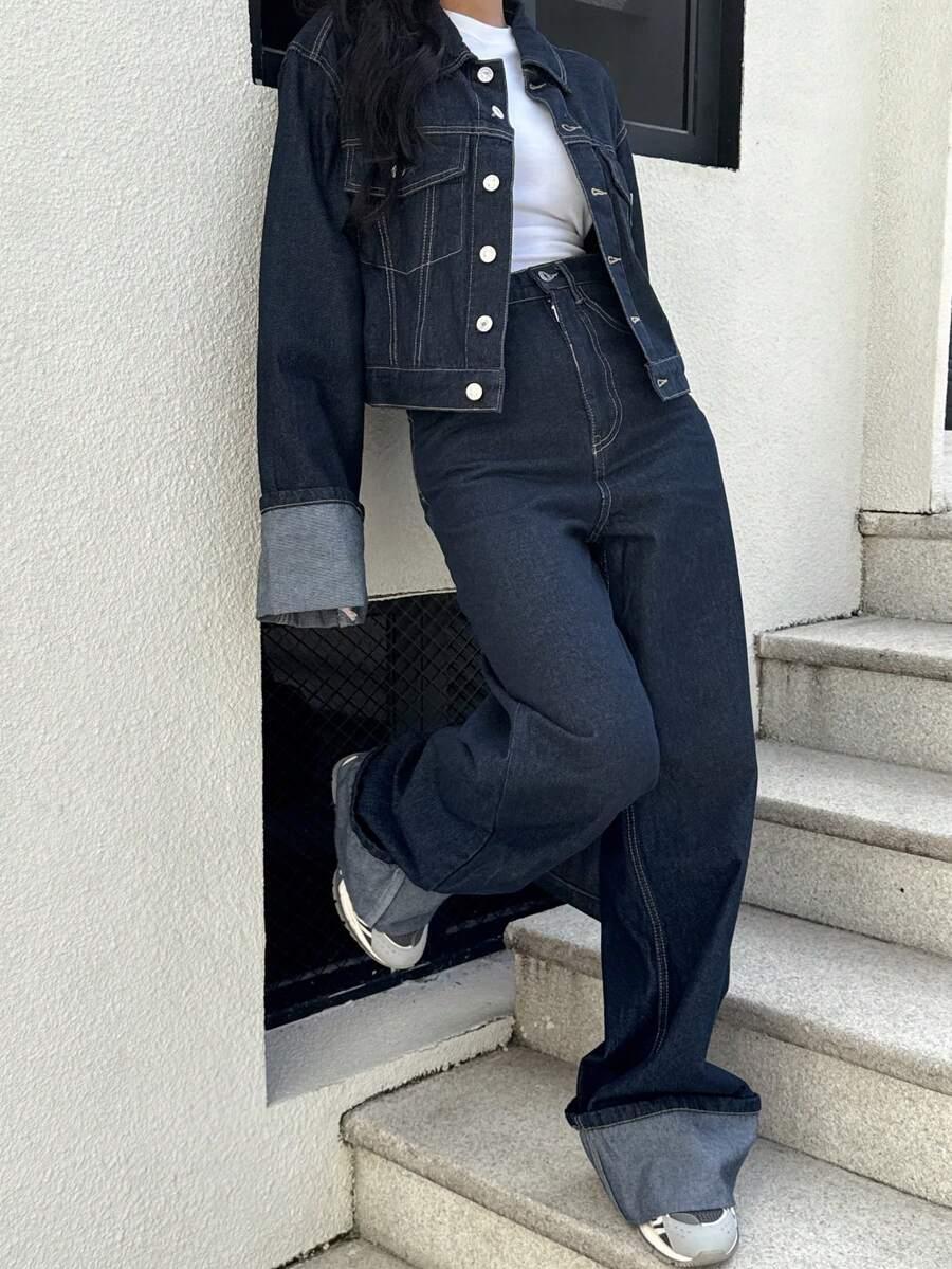 GRANATOWA KURTKA JEANS