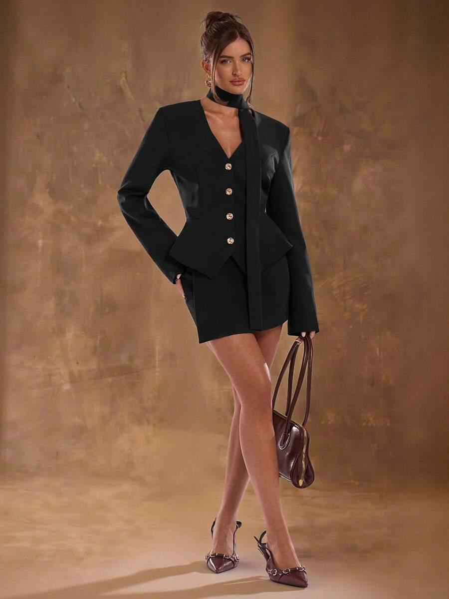 eleganckie czarne spódnico-spodenki