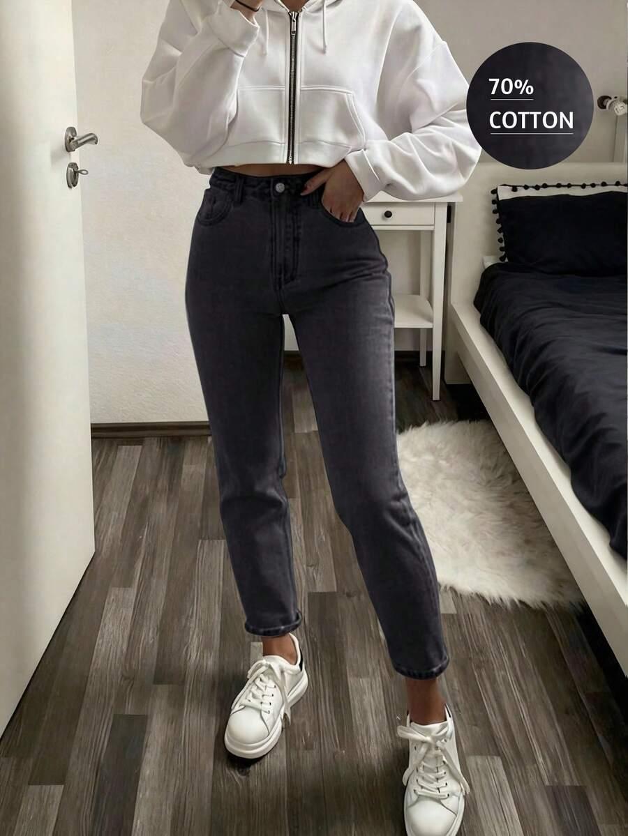 CZARNE SPODNIE JEANS