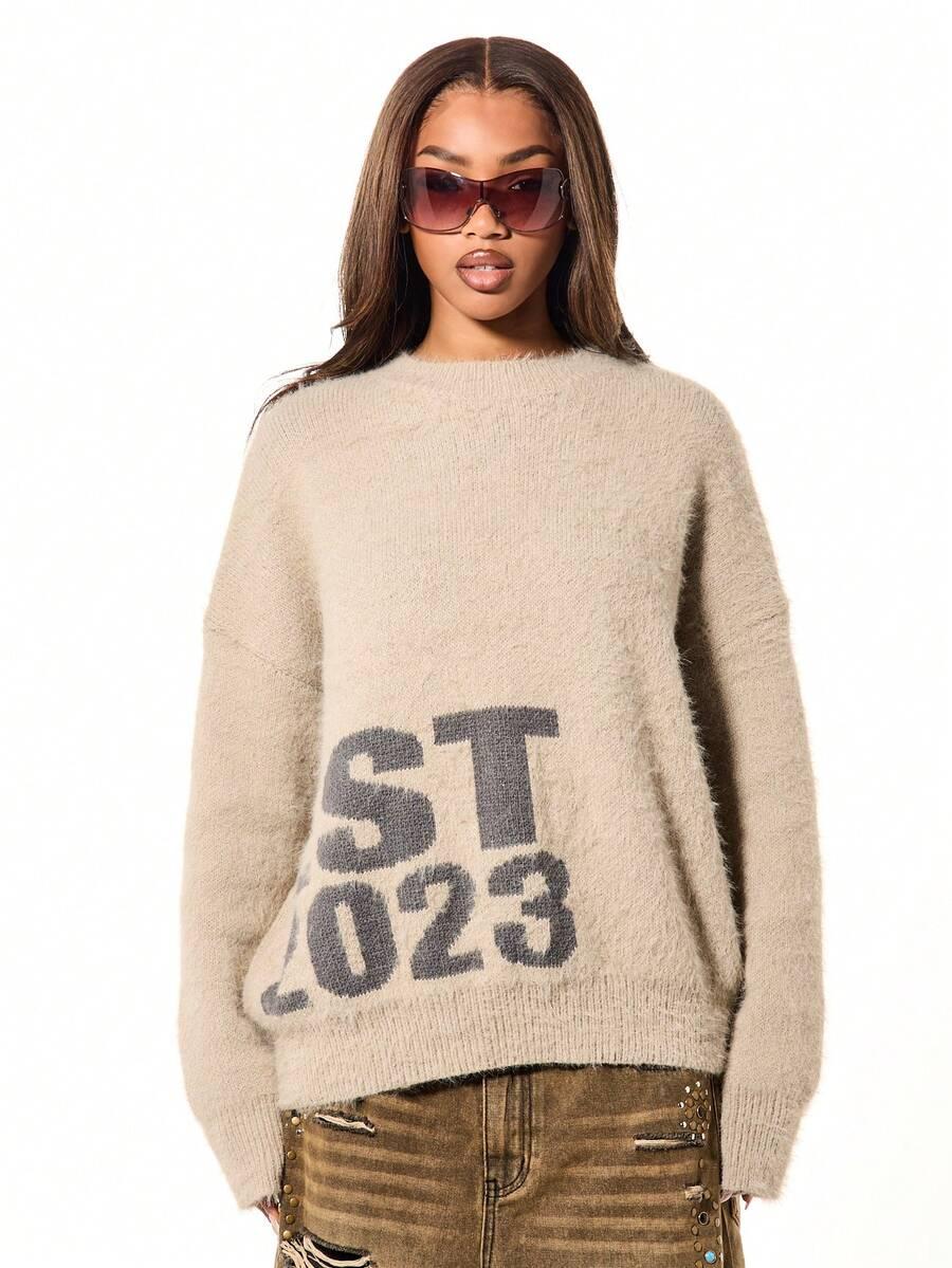 BEŻOWY DZIANINOWY SWETER