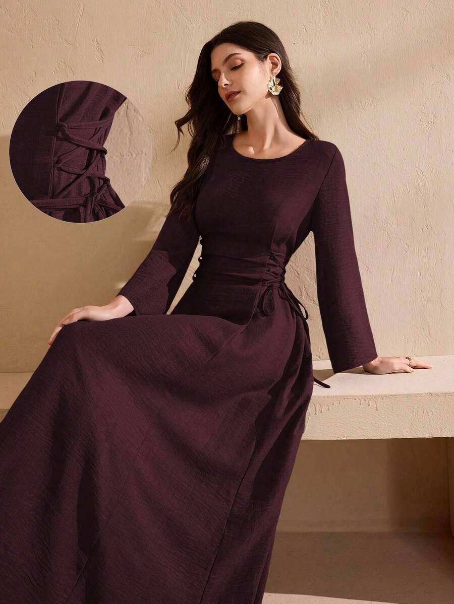 burgundowa sukienka maxi