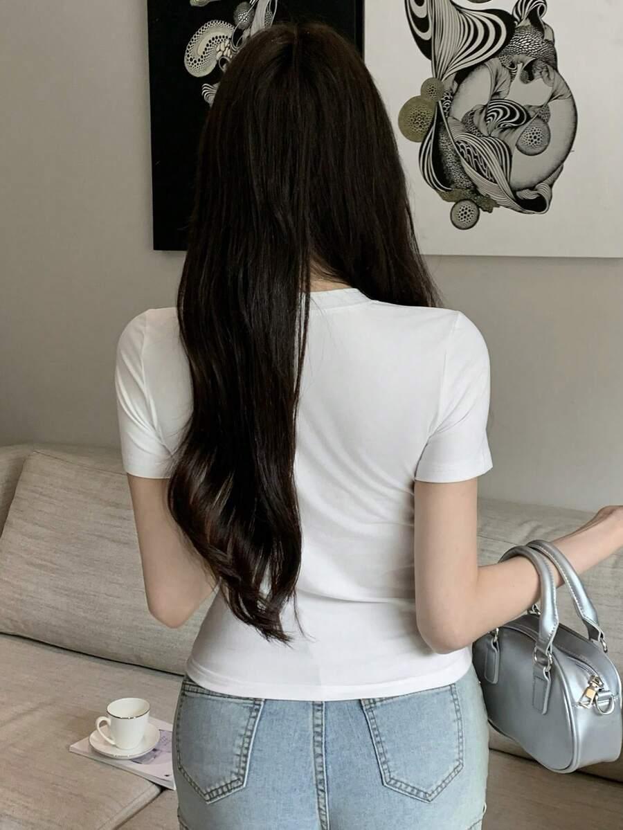 biały t-shirt v-neck