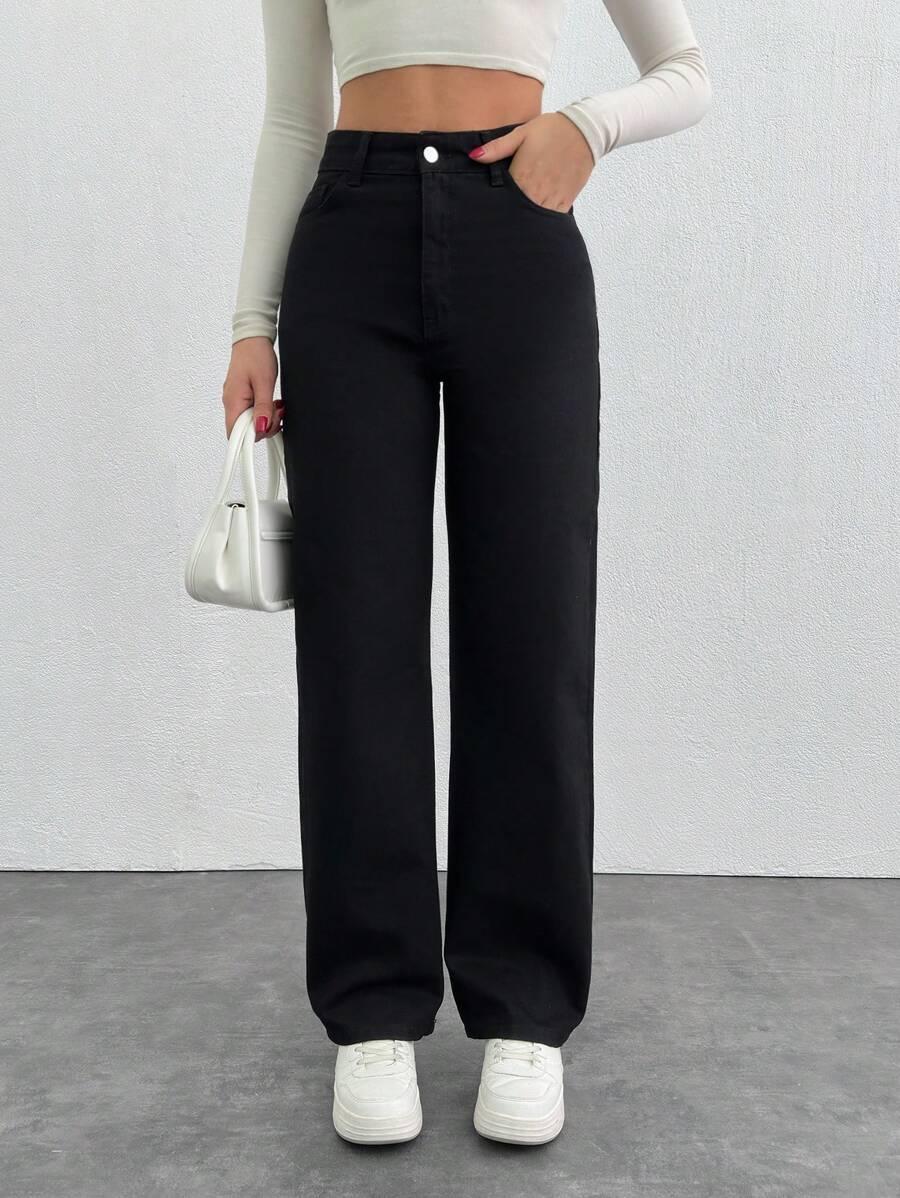 CZARNE SPODNIE JEANS