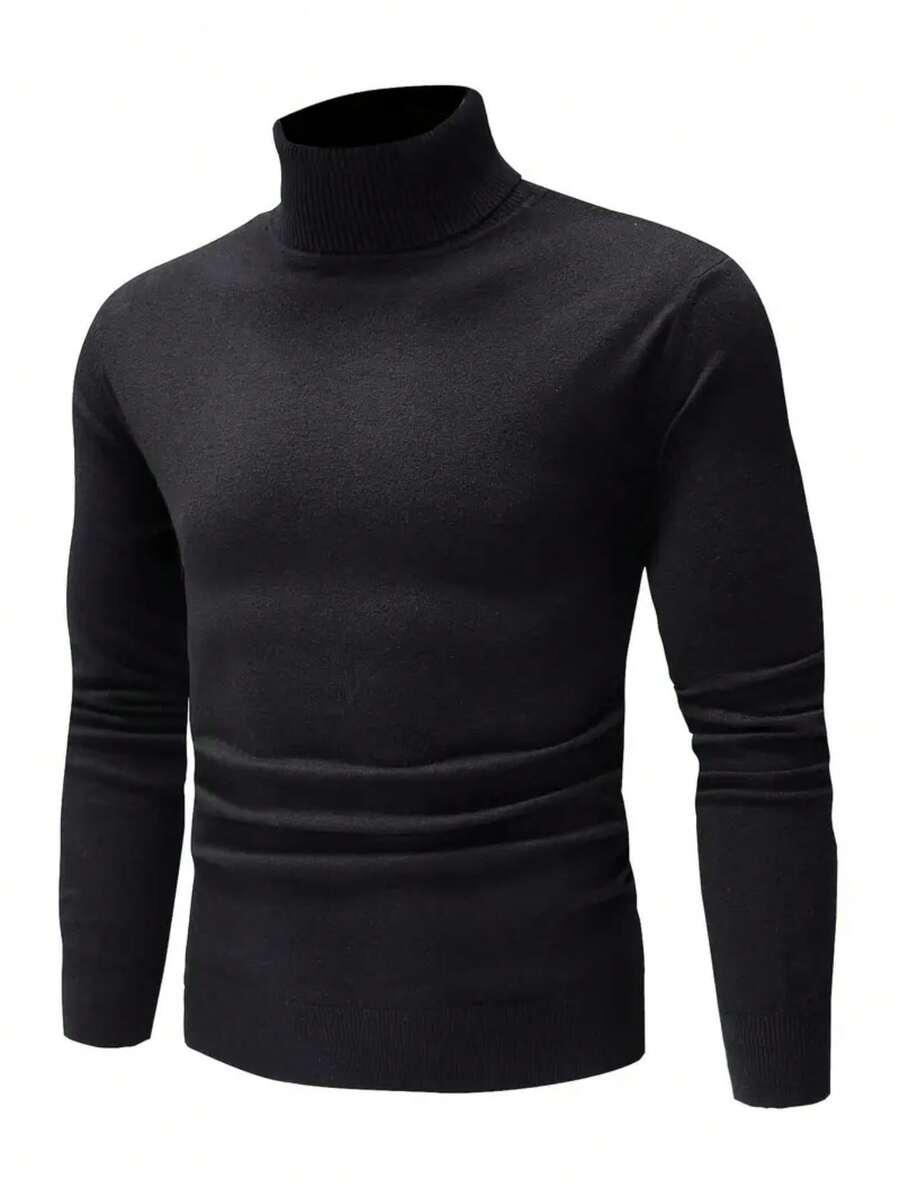 CZARNY DZIANINOWY SWETER