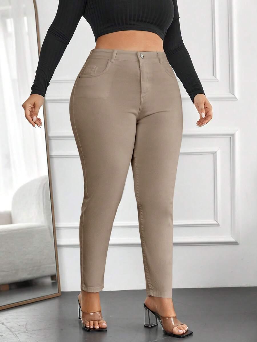 BEŻOWE SPODNIE JEANS