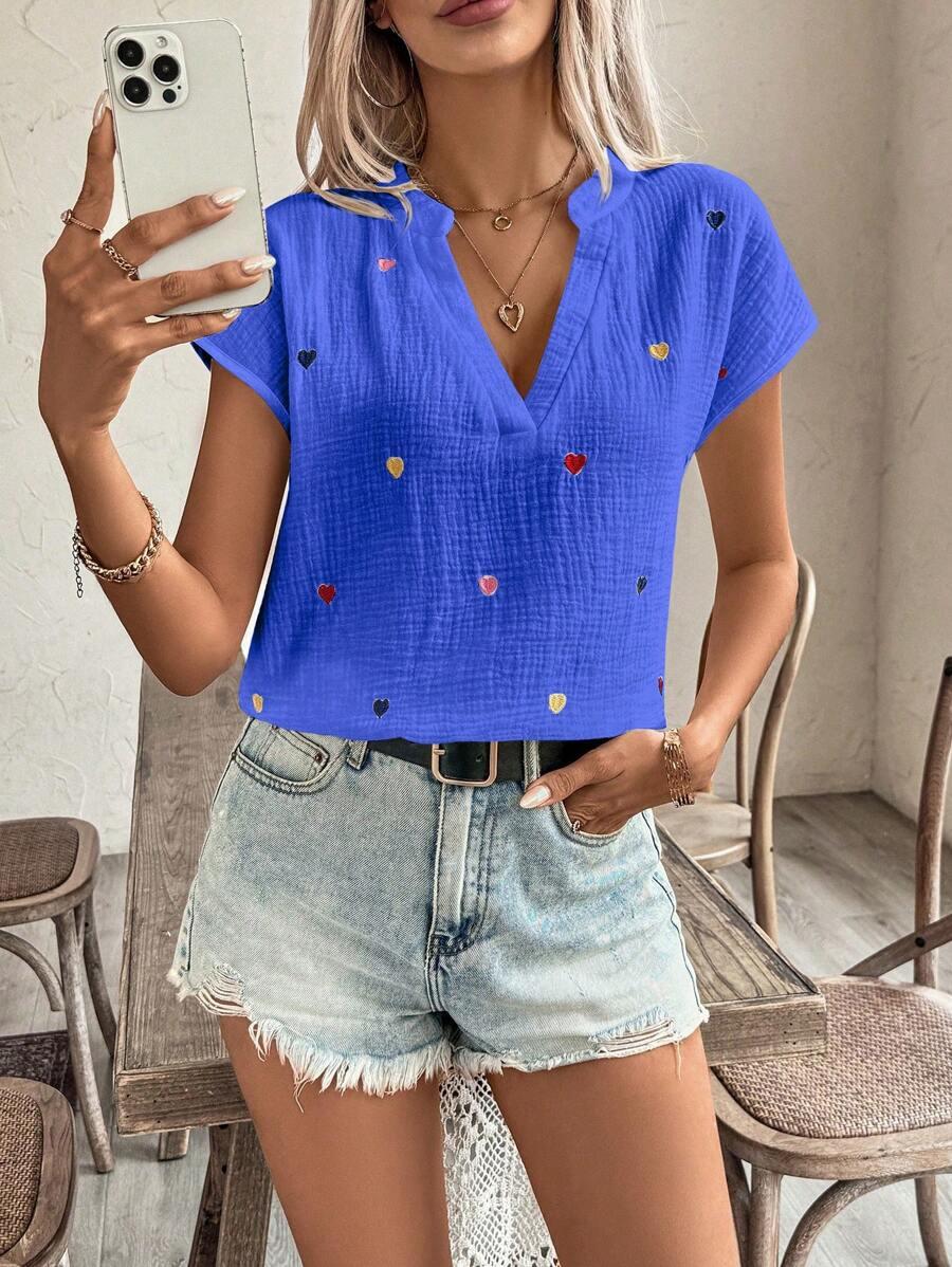 NIEBIESKA BLUZKA V-NECK