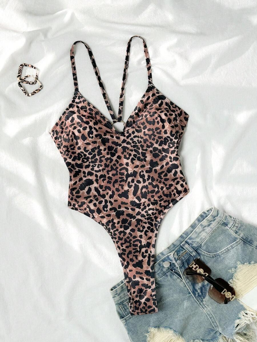JEDNOCZĘŚCIOWY STRÓJ KĄPIELOWY ANIMAL PRINT ZDOBIENIE