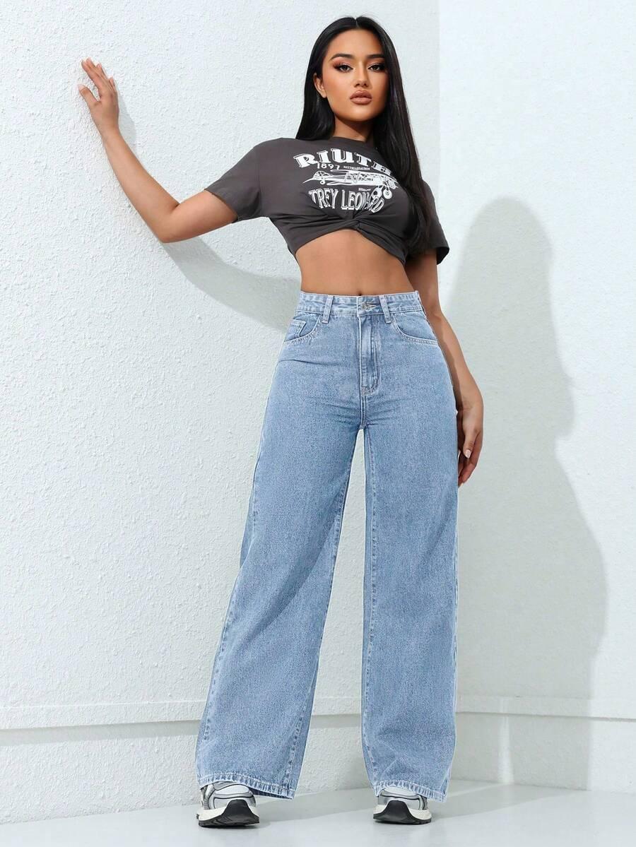 NIEBIESKIE SPODNIE JEANS WYSOKI STAN