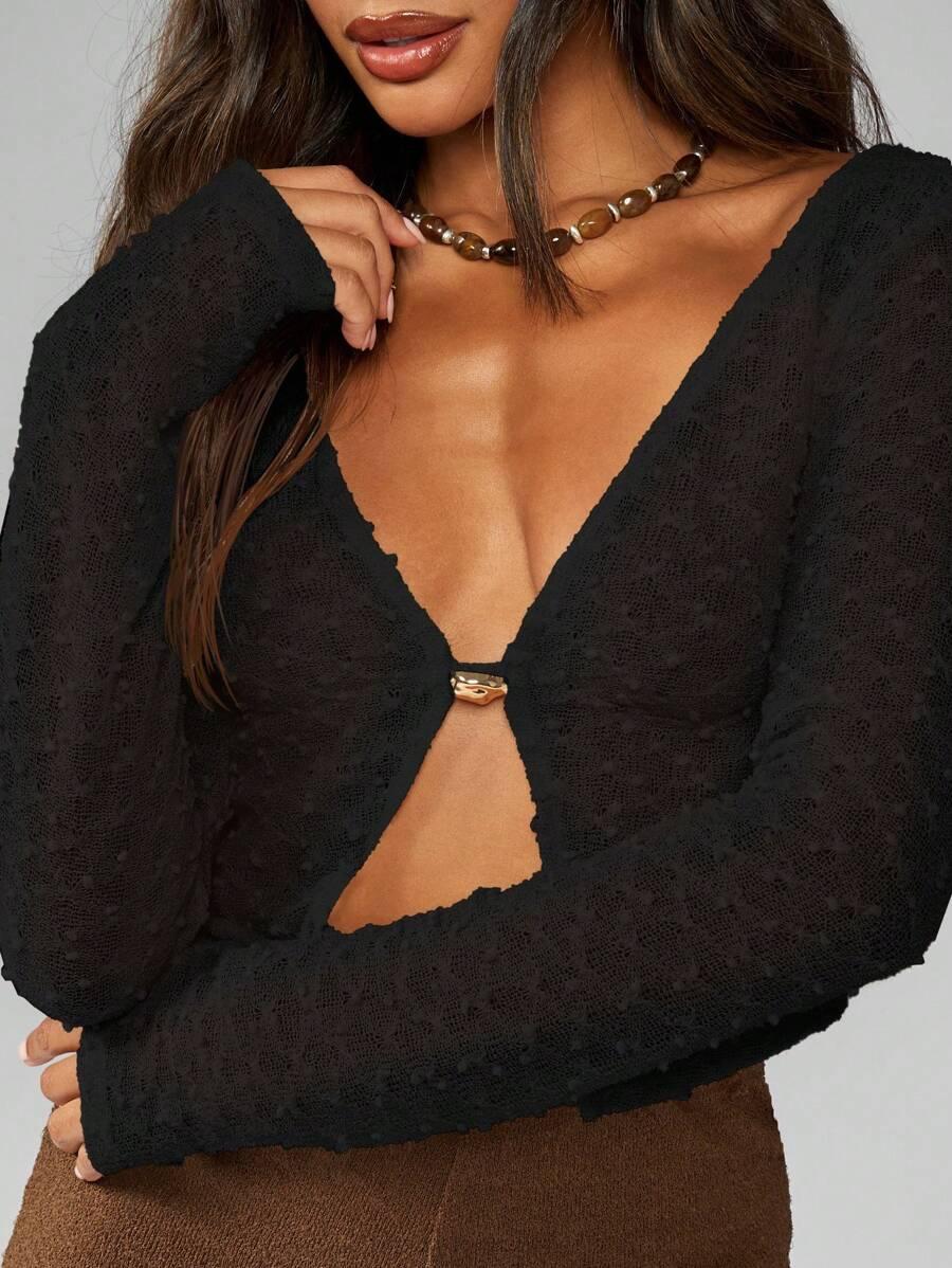 CZARNY TOP KORONKA 
