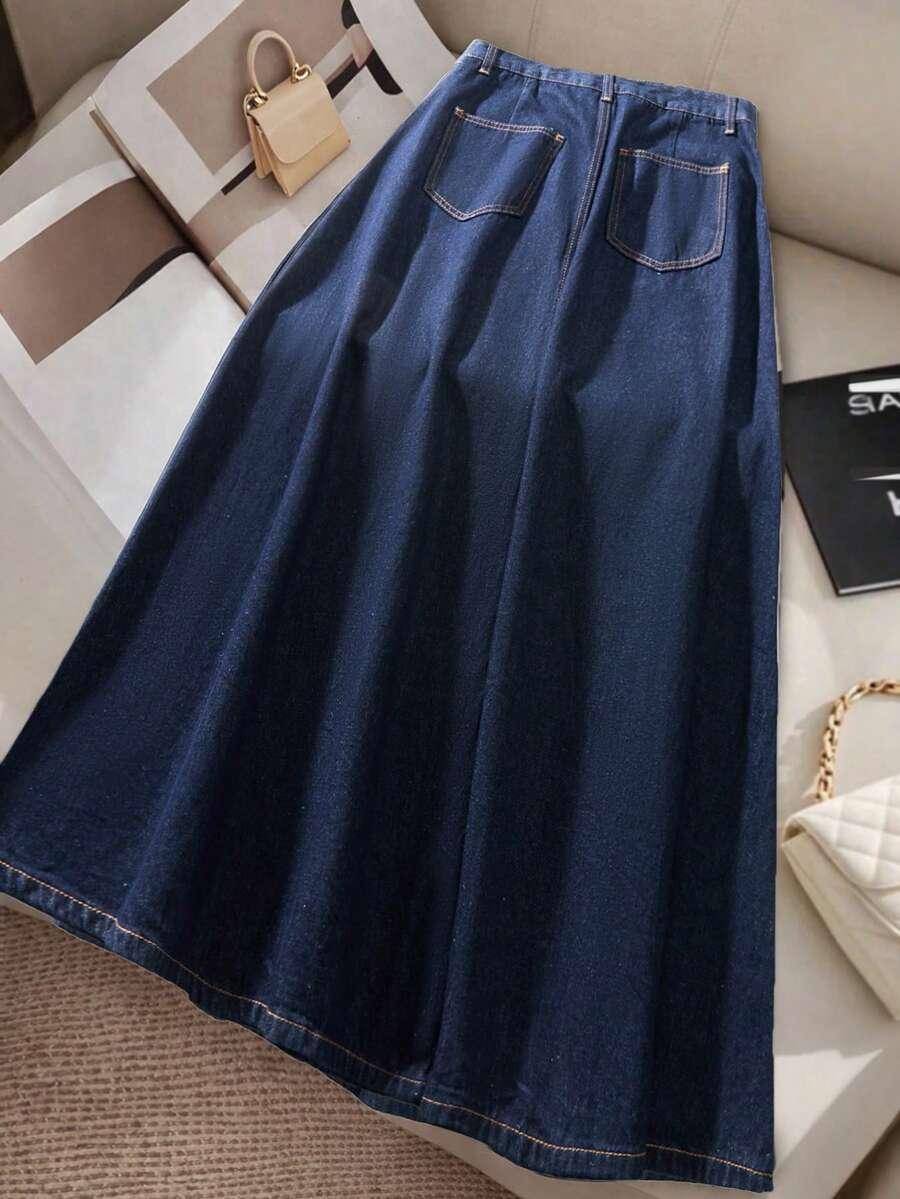 GRANATOWA SPÓDNICA JEANS