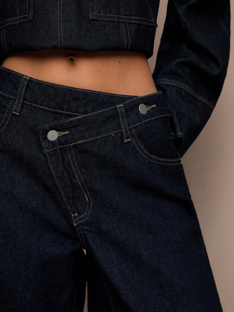GRANATOWE SPODNIE JEANS