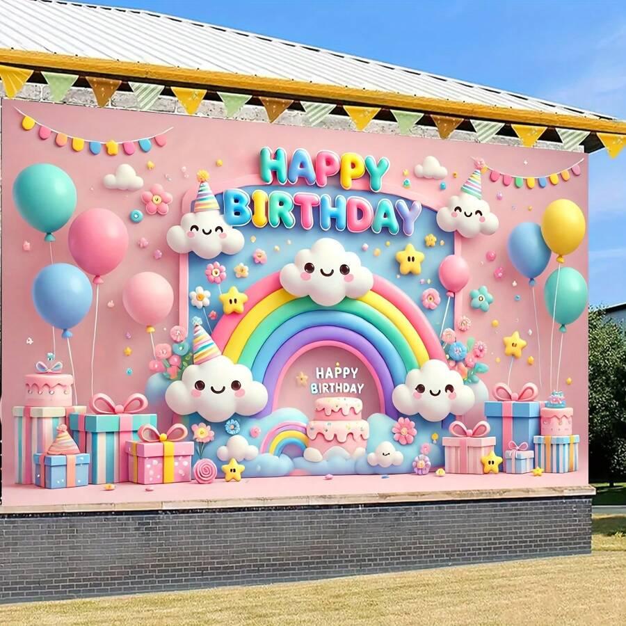 plakat urodzinowy napis happy birthday