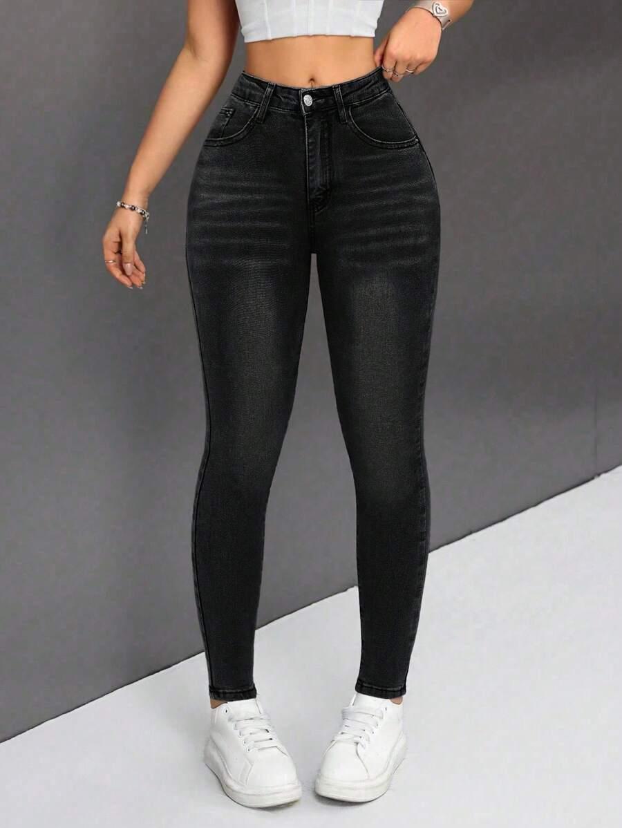 CZARNE SPODNIE JEANS RURKI
