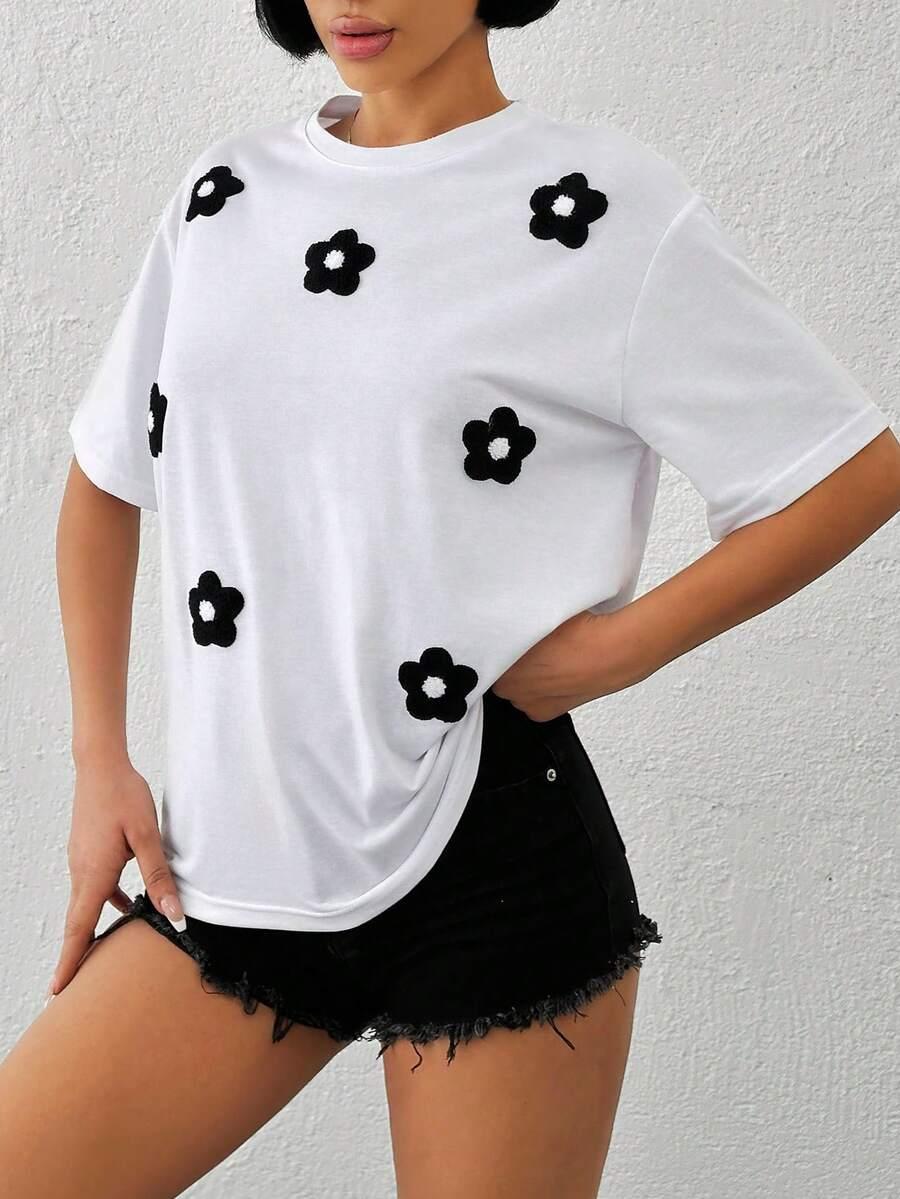 BIAŁY T-SHIRT haft
