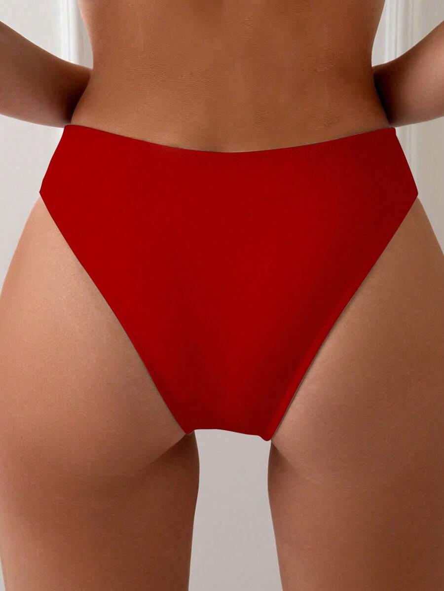 CZERWONY DÓŁ OD BIKINI WYCIĘCIA 
