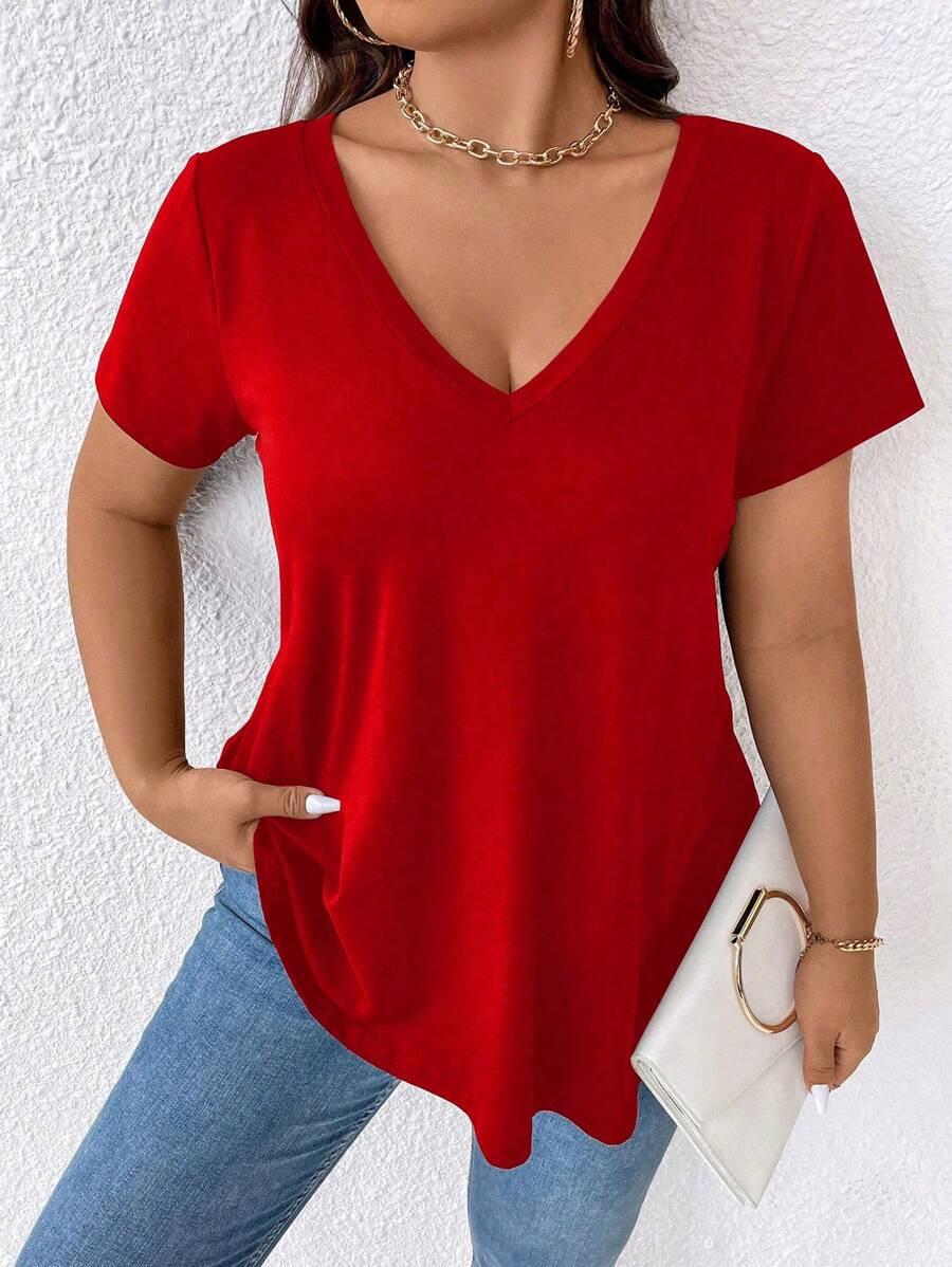 CZERWONY T-SHIRT CASUAL