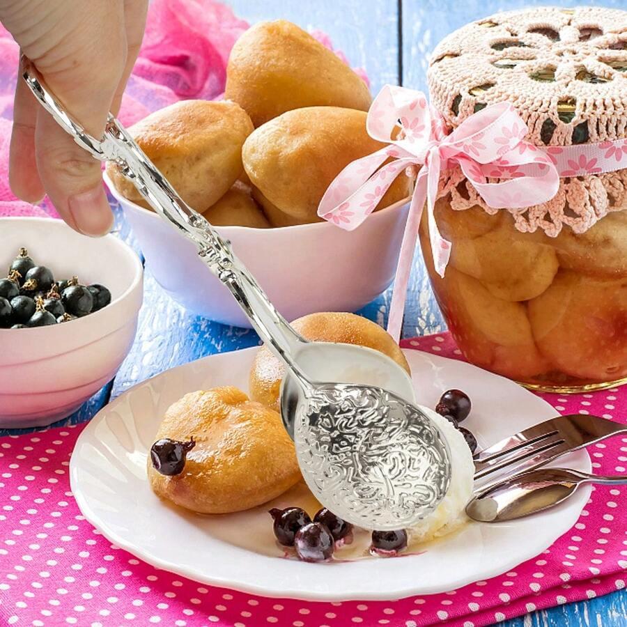 srebrne szczypce kuchenne