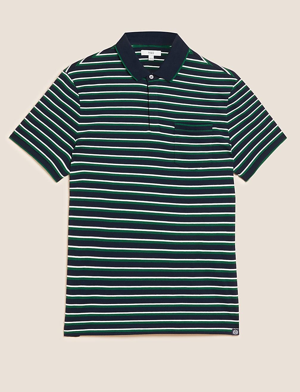 BAWEŁNIANA KOSZULKA POLO PASKI T28-3345M-F3