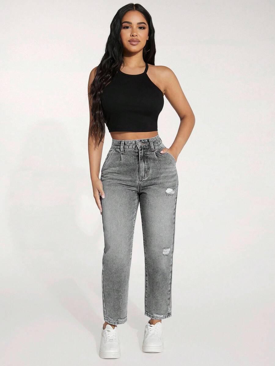 SZARE SPODNIE JEANS 