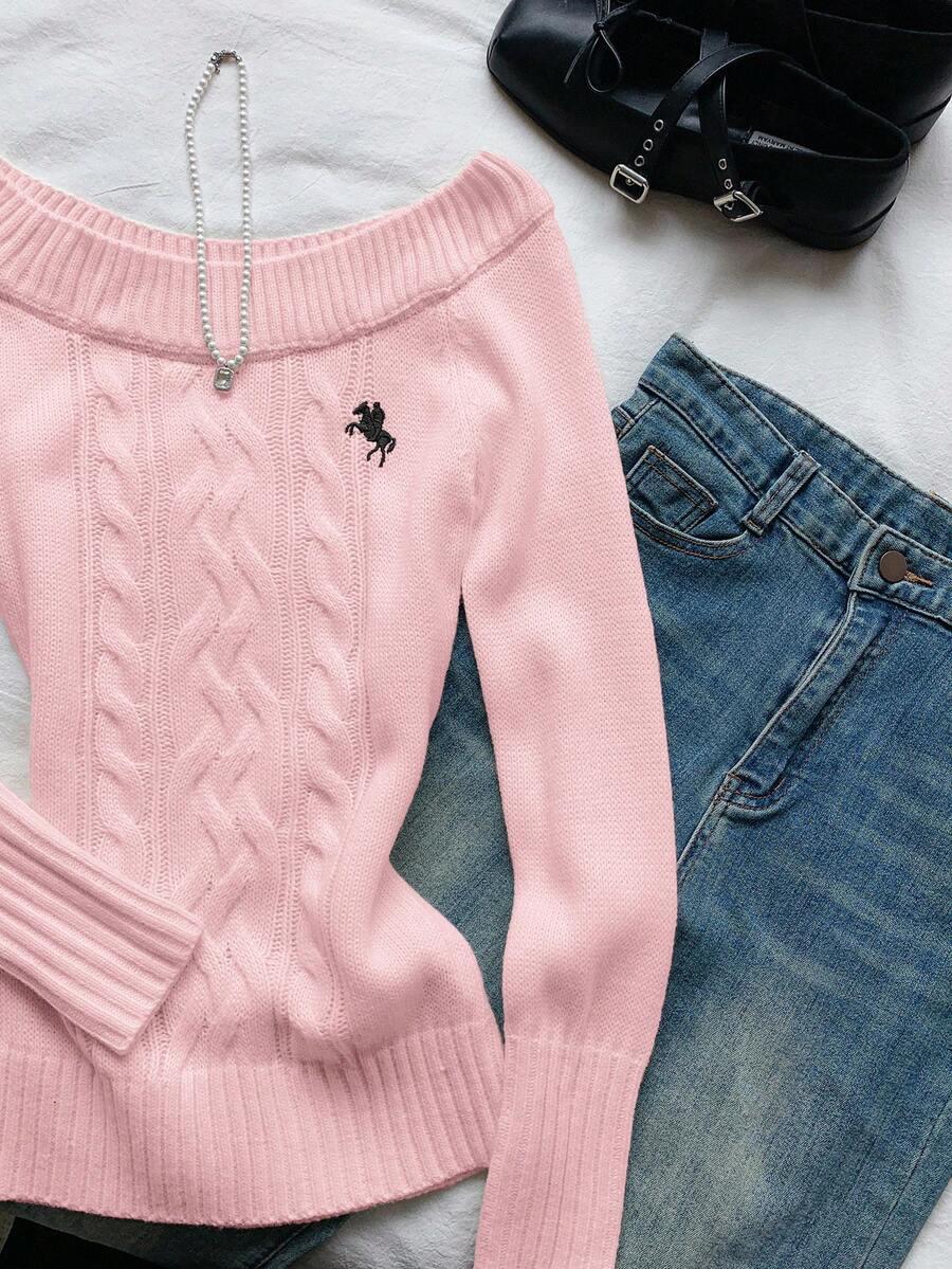 RÓŻOWY SWETER DŁUGI RĘKAW