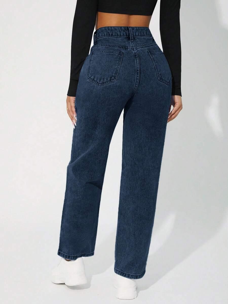 granatowe spodnie jeans 