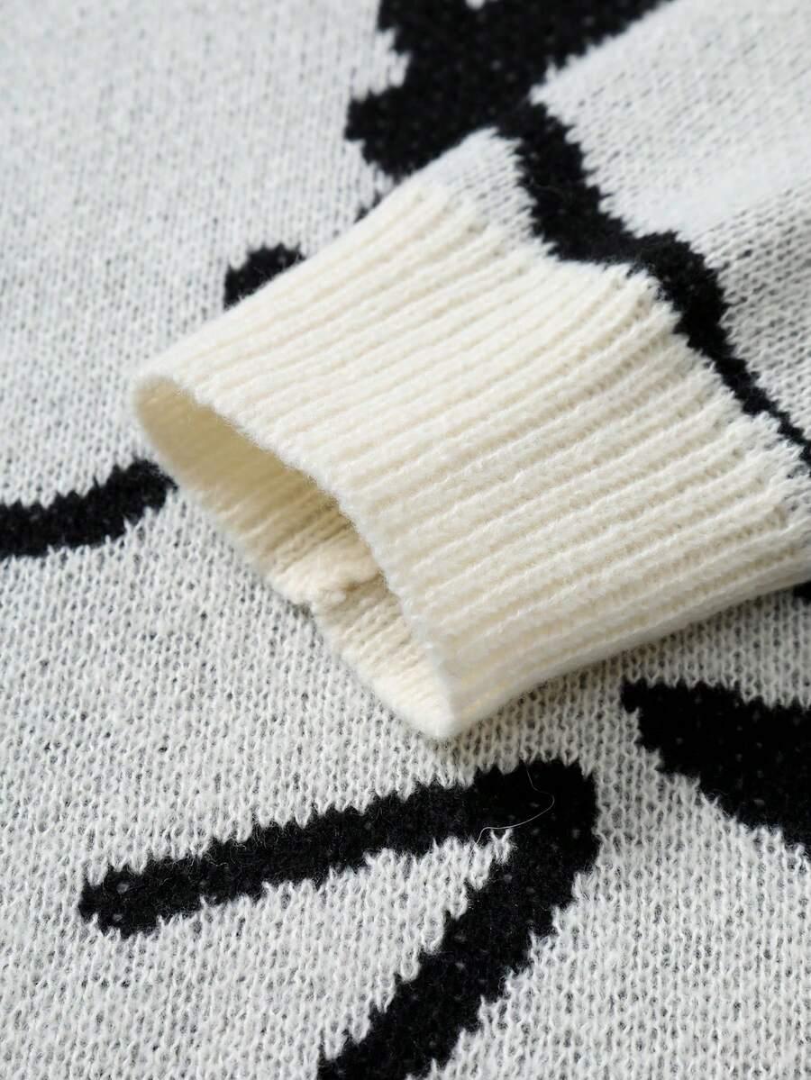 sweter wzór kontrast 