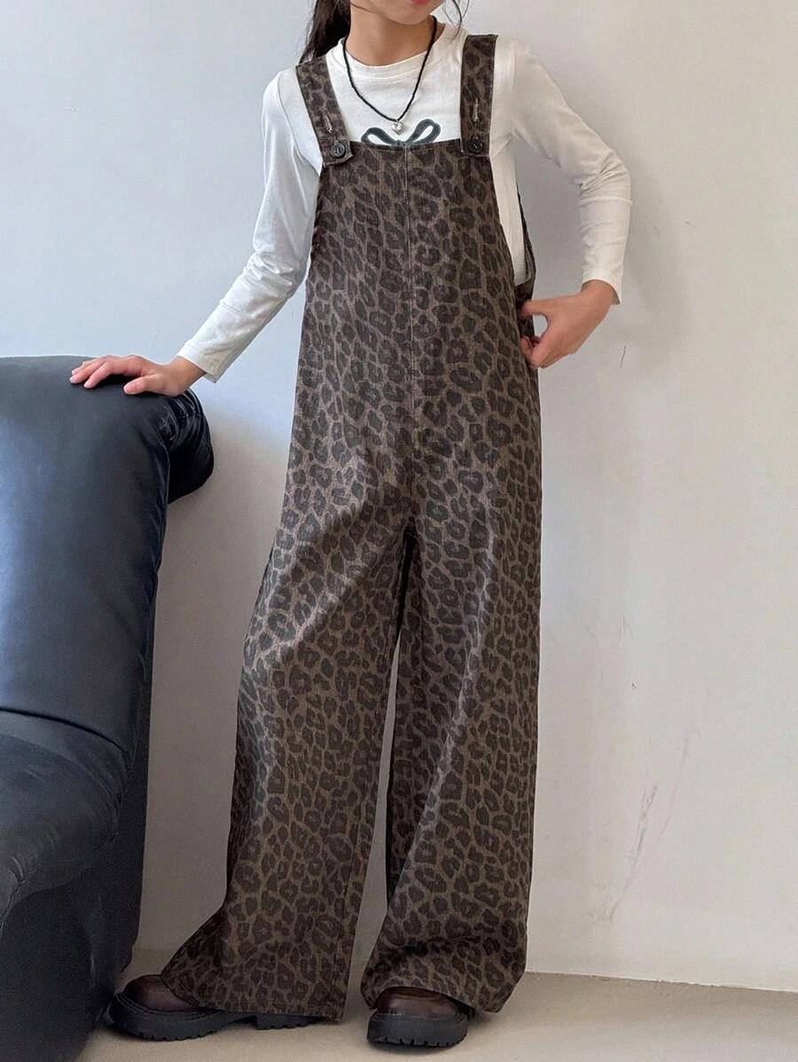 DZIEWCZĘCY KOMBINEZON JEANS W PANTERKĘ 