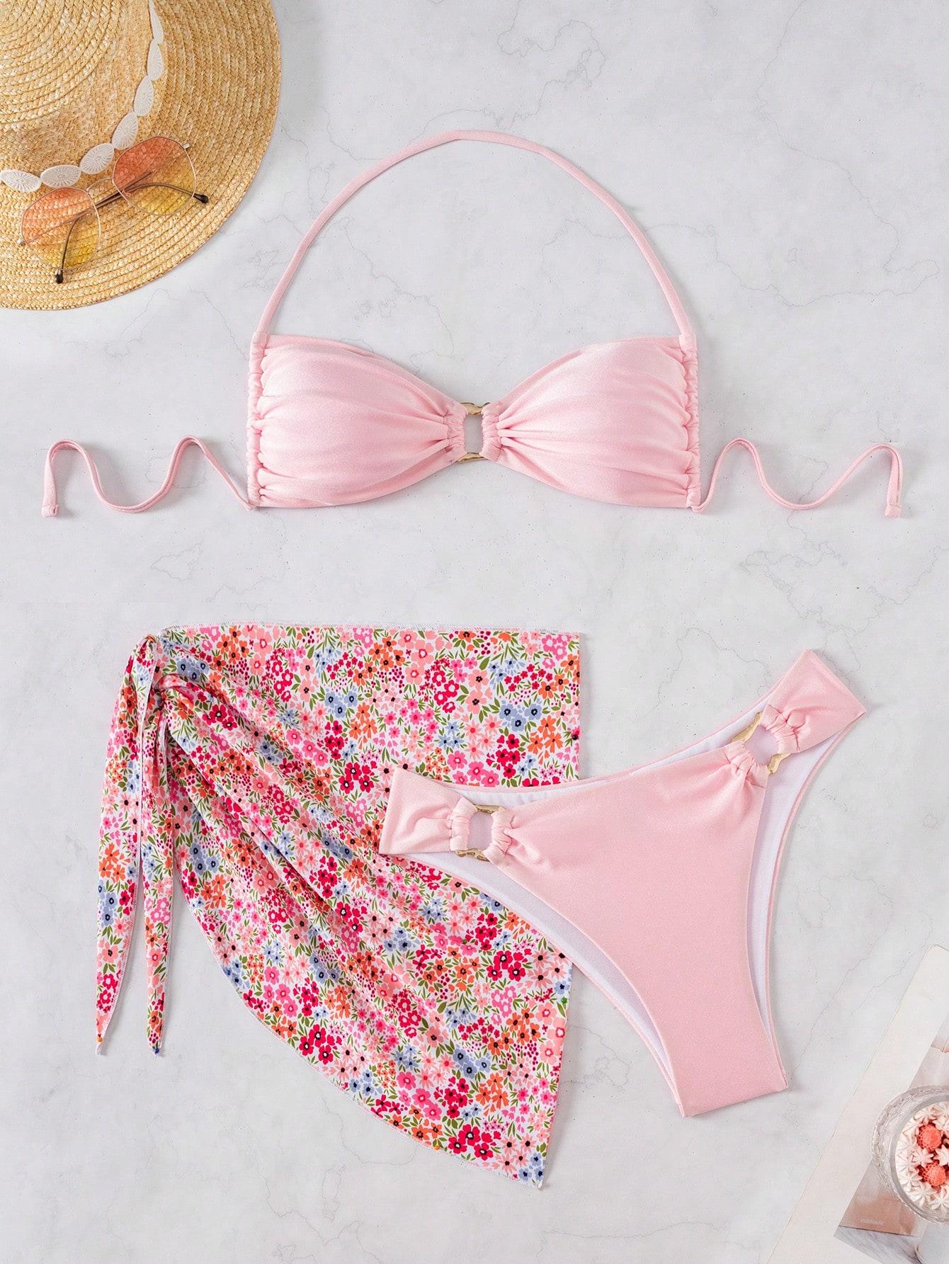 BIKINI TRZYCZĘSĆIOWE DAMSKIE KWIATY