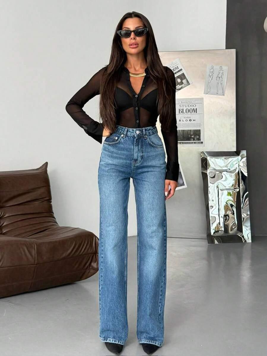 SPODNIE JEANS WYSOKI STAN