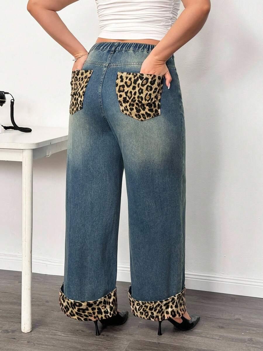 spodnie jeans animal print