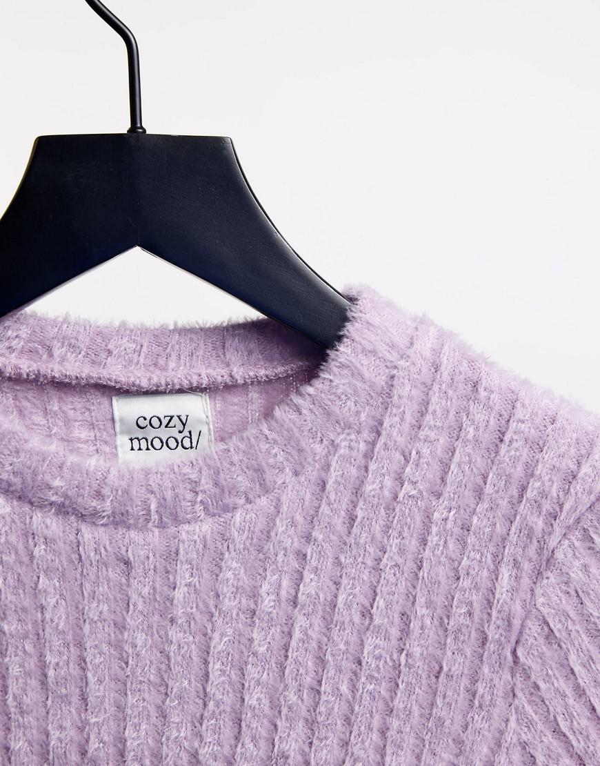 FIOLETOWY SWETER OKRĄGŁY DEKOLT