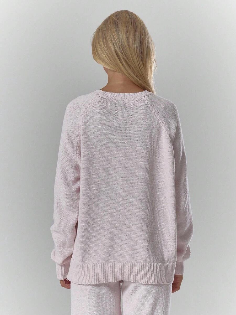 RÓŻOWY SWETER OKRĄGŁY DEKOLT
