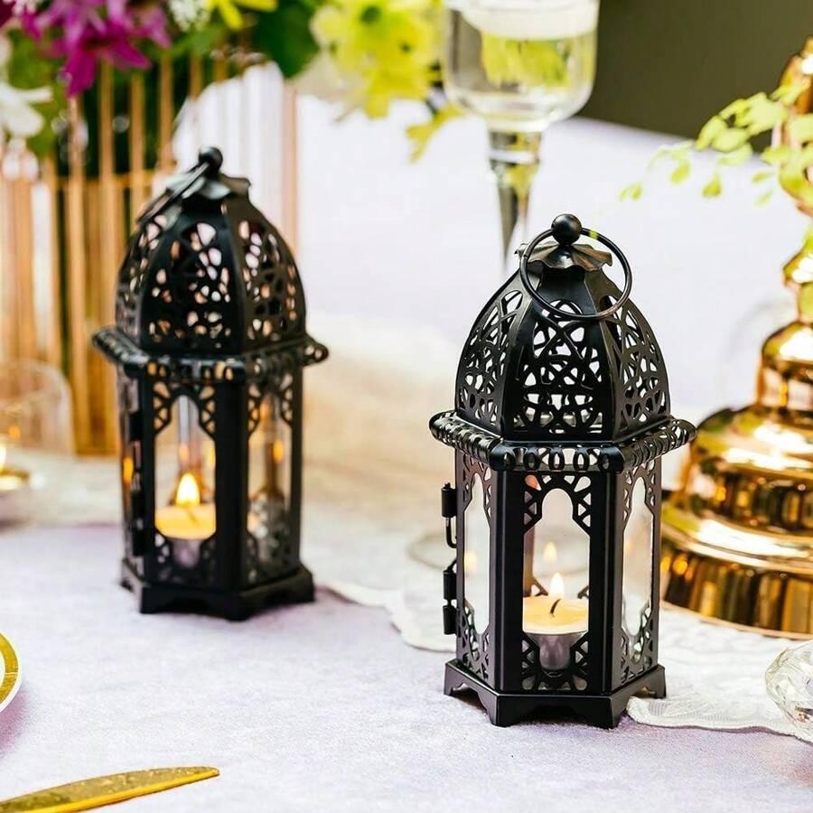 czarny lampion na świeczkę 2-pack