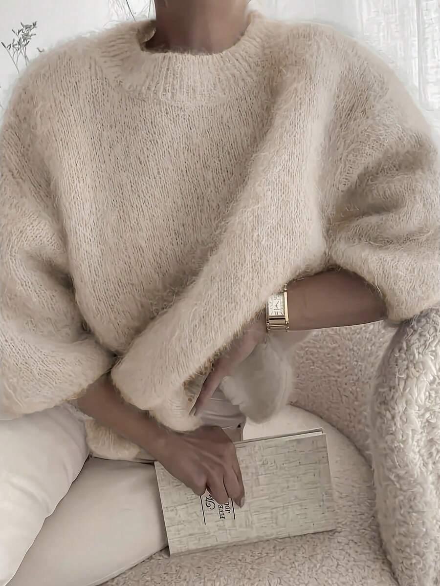 beżowy sweter rękaw 3/4