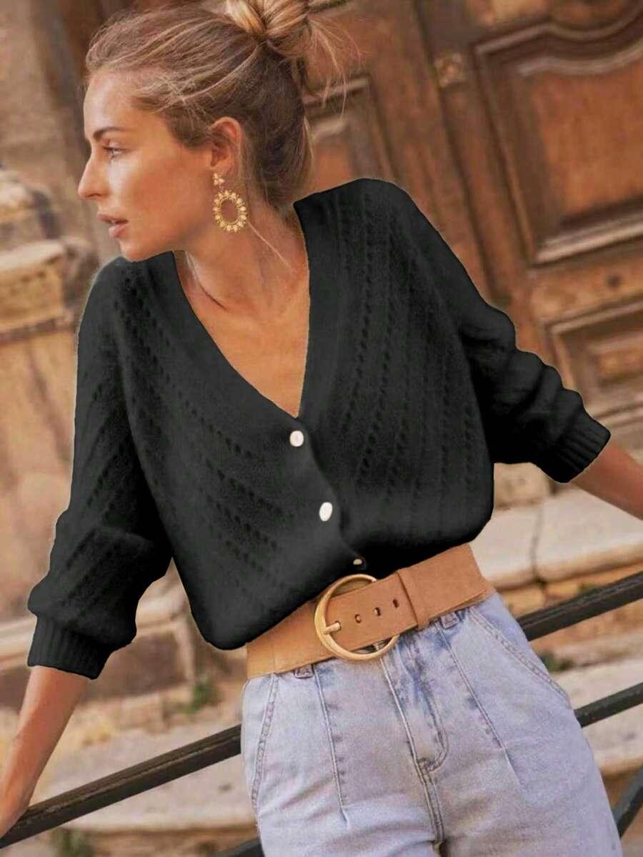 CZARNY SWETER KARDIGAN 