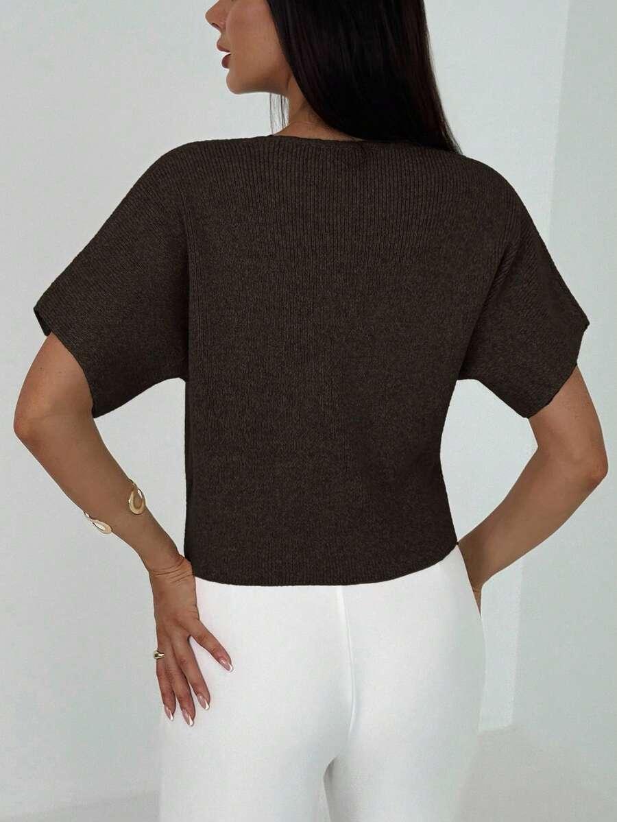 BRĄZOWY SWETER GUZIKi