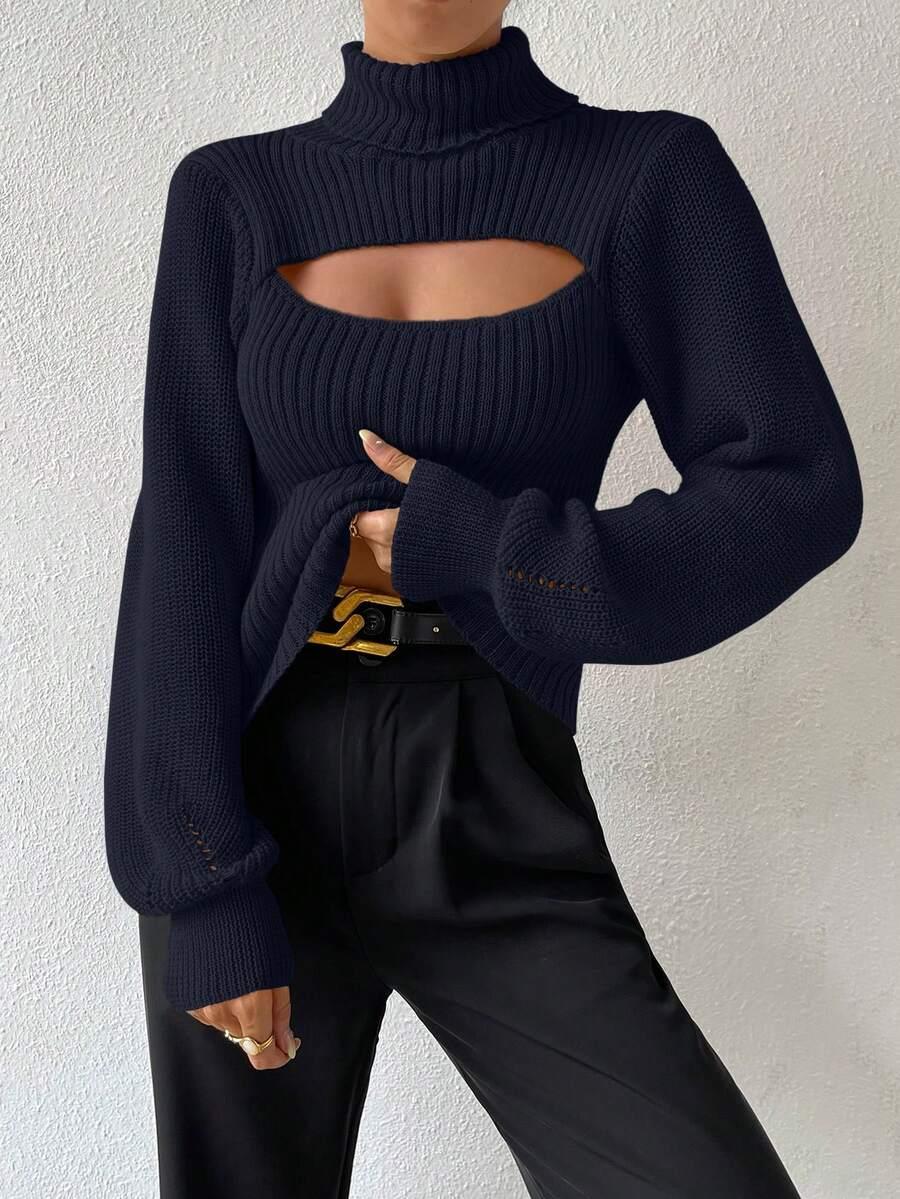 granatowy sweter dzianina