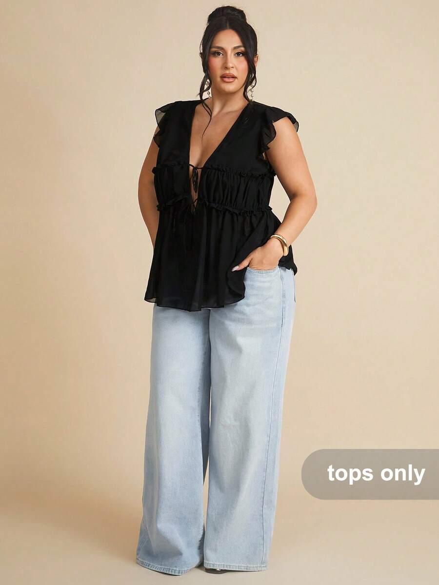 czarna bluzka v-neck