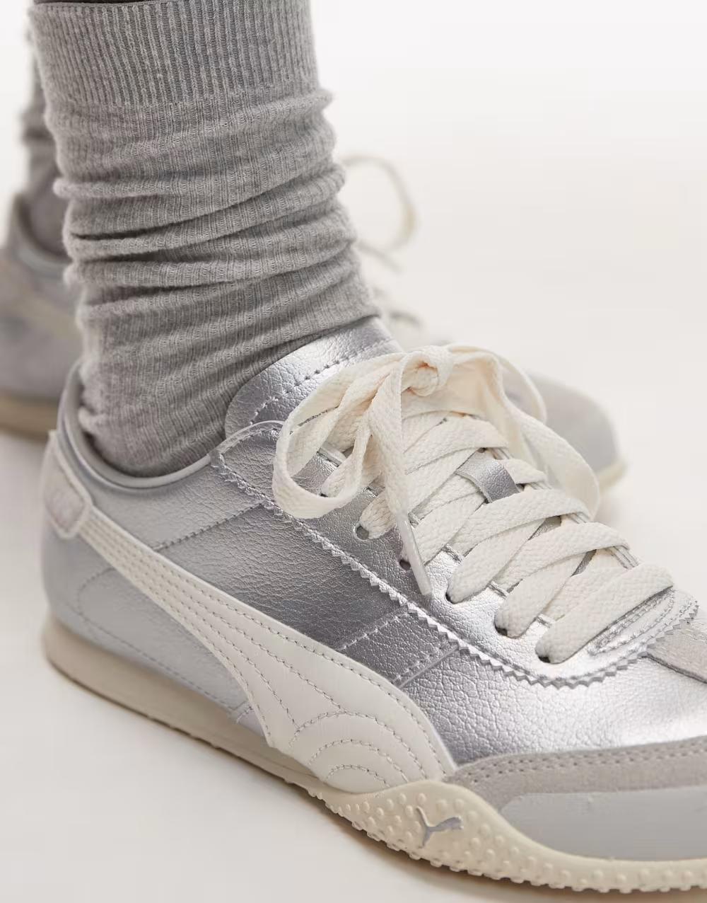 skórzane metaliczne buty sportowe Bella