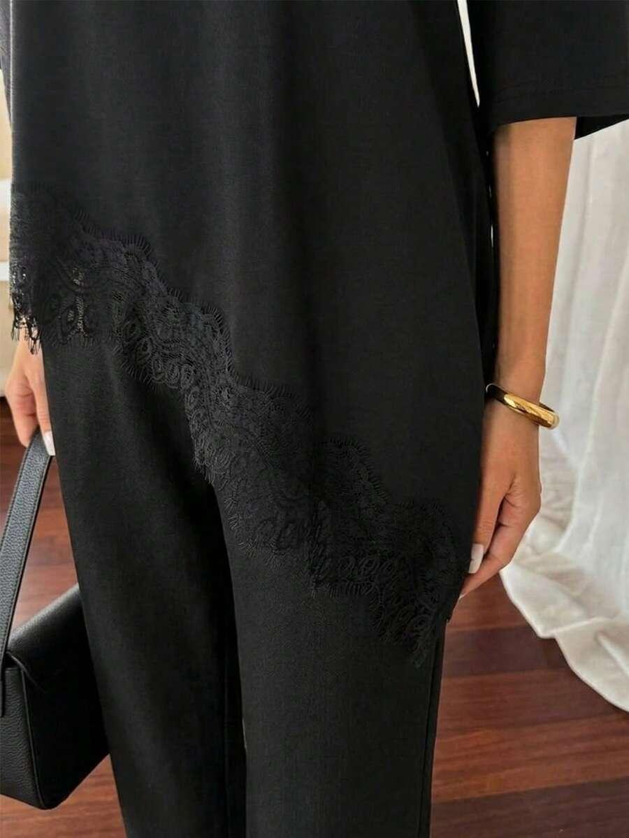 czarna asymetryczna bluzka krótki rękaw
