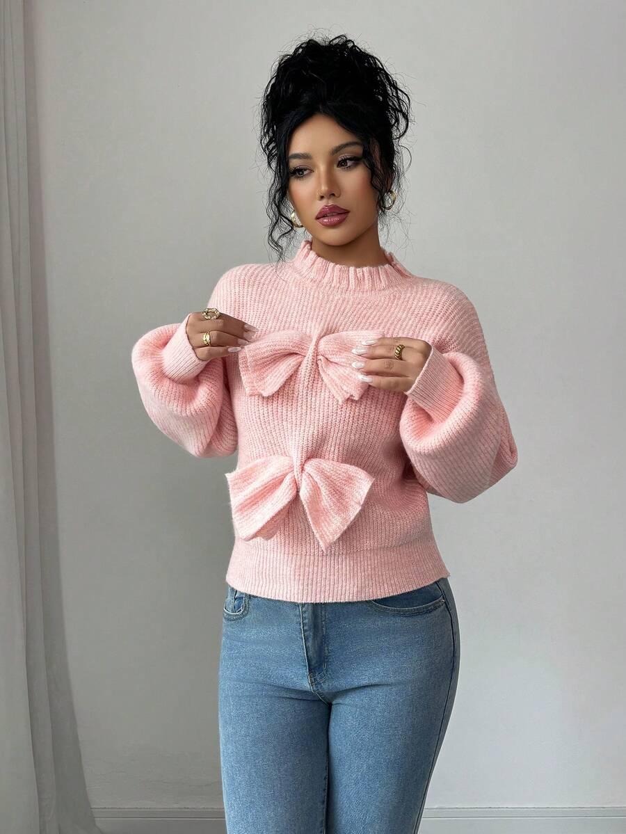 różowy sweter długi rękaw