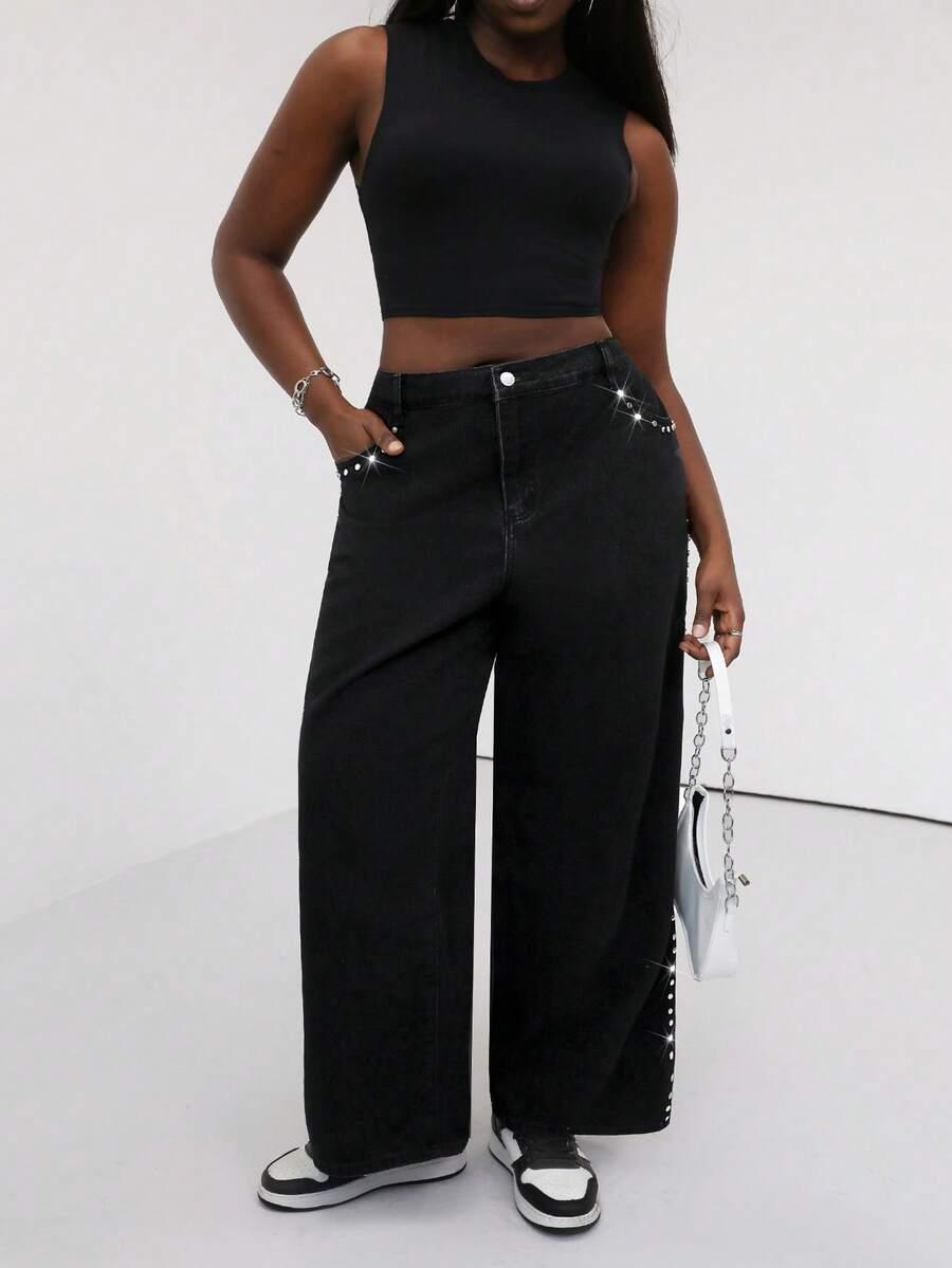 CZARNE SPODNIE JEANS