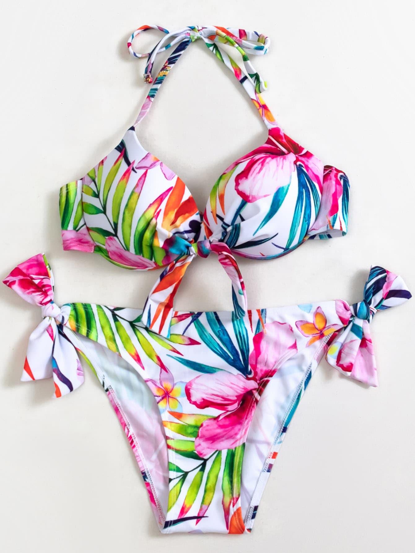 góra od bikini wzór roślinny wiązanie 