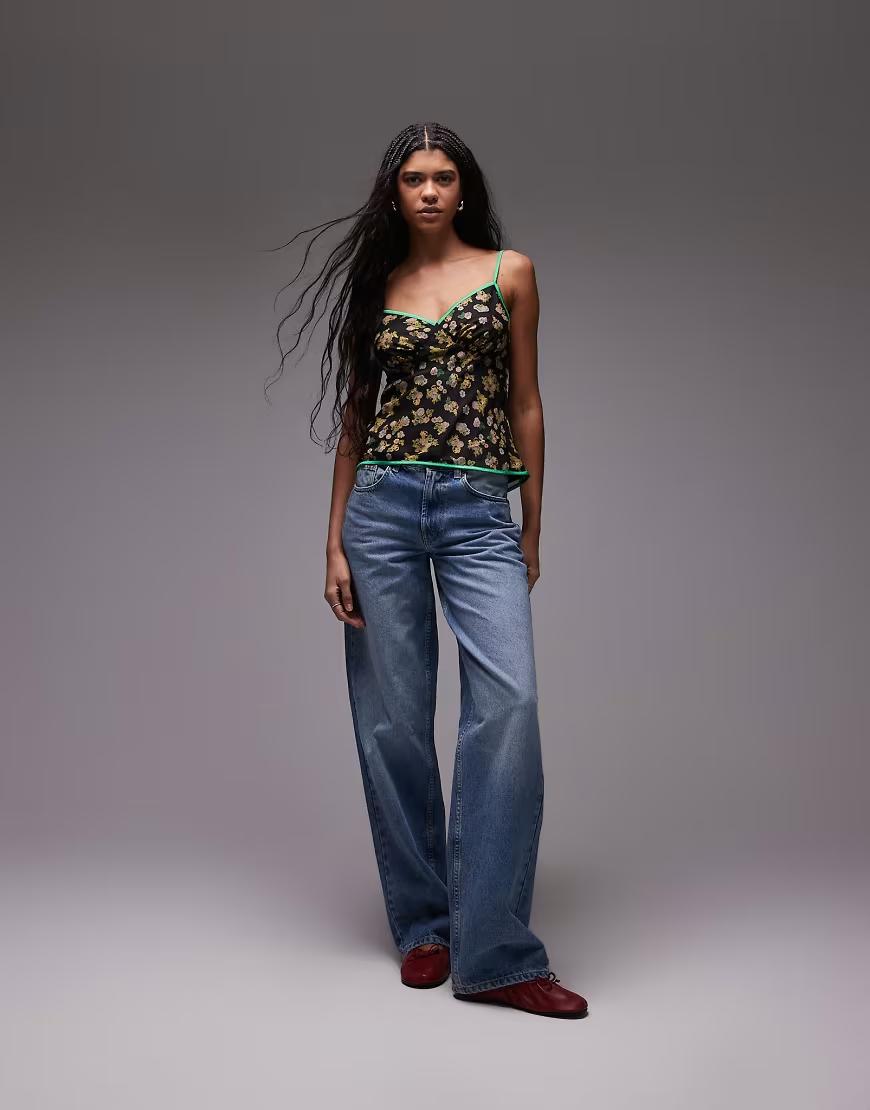 top na ramiączkach floral print 