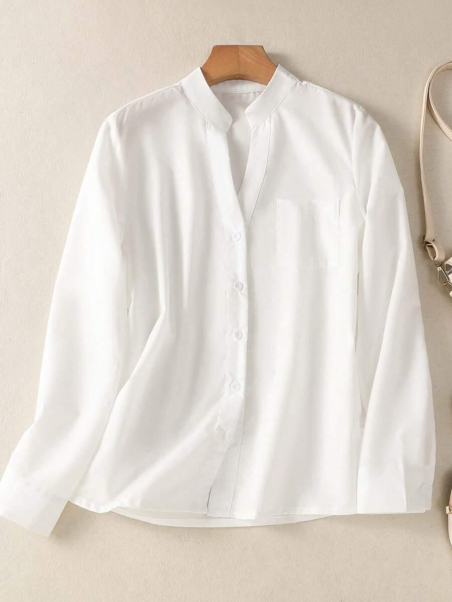 biała koszula v-neck 