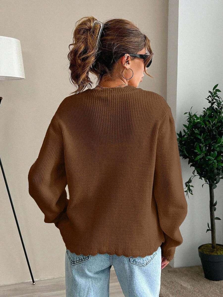 rozpinany brązowy sweter kokardki