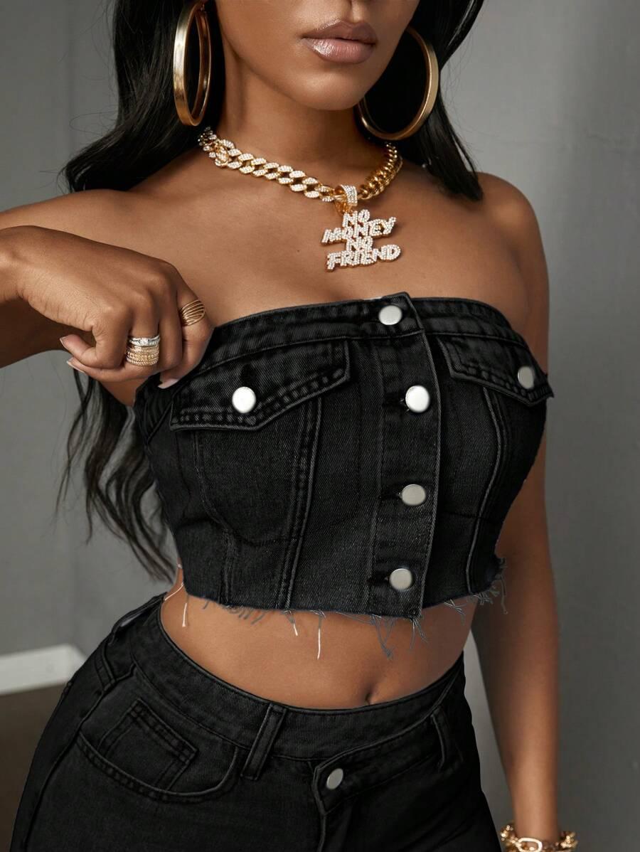 CZARNY TOP JEANS